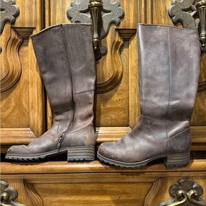 Clarks Dark Brown Leather Heeled Boots